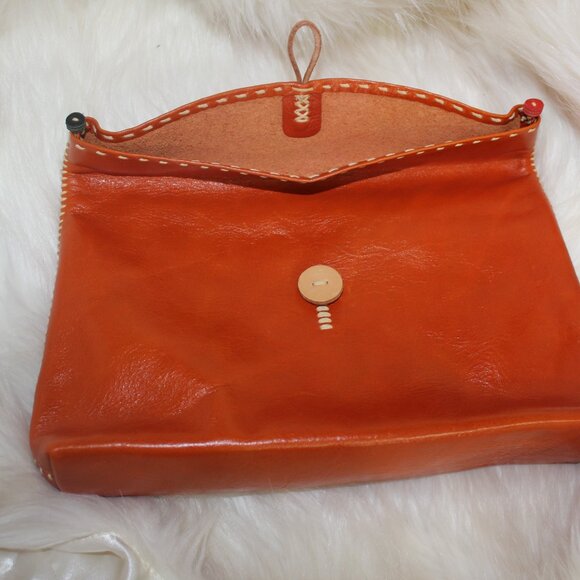 Fredd and Basha Henri bag leather Clutch brow snap closure 11"L  x 7.5" W x 2" - Picture 6 of 9